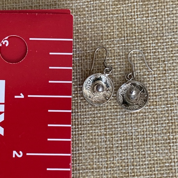 Sterling sombrero earrings from Mexico - Picture 2 of 5
